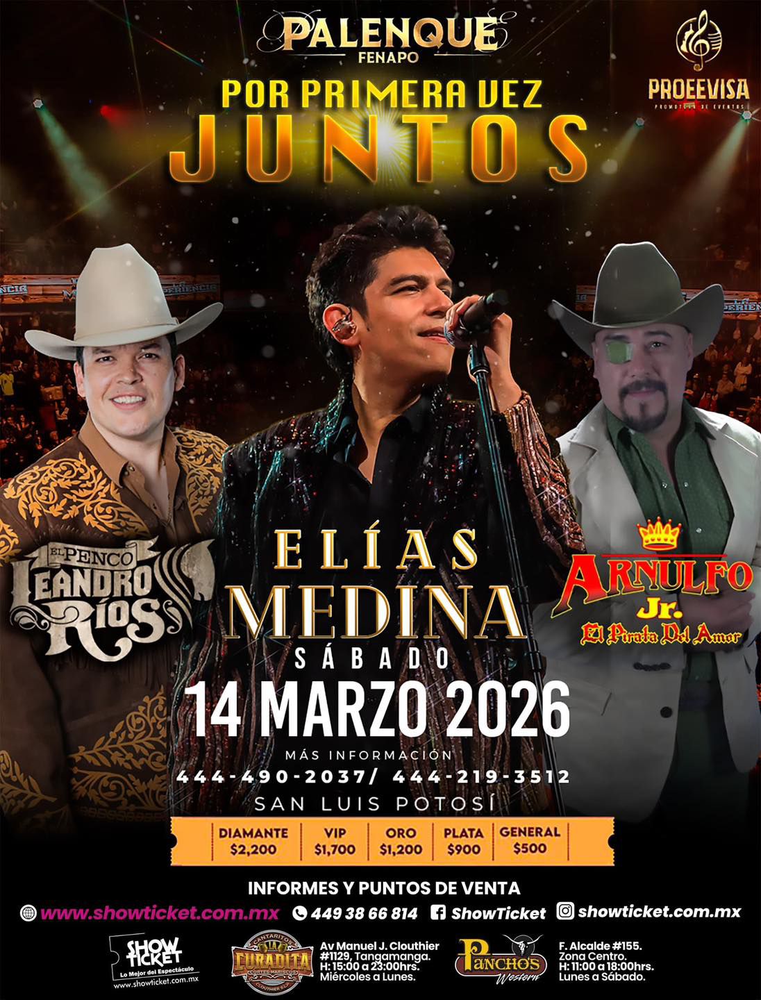 Arnulfo Jr, Elias Medina y Leandro Rios en Palenque Fenapo